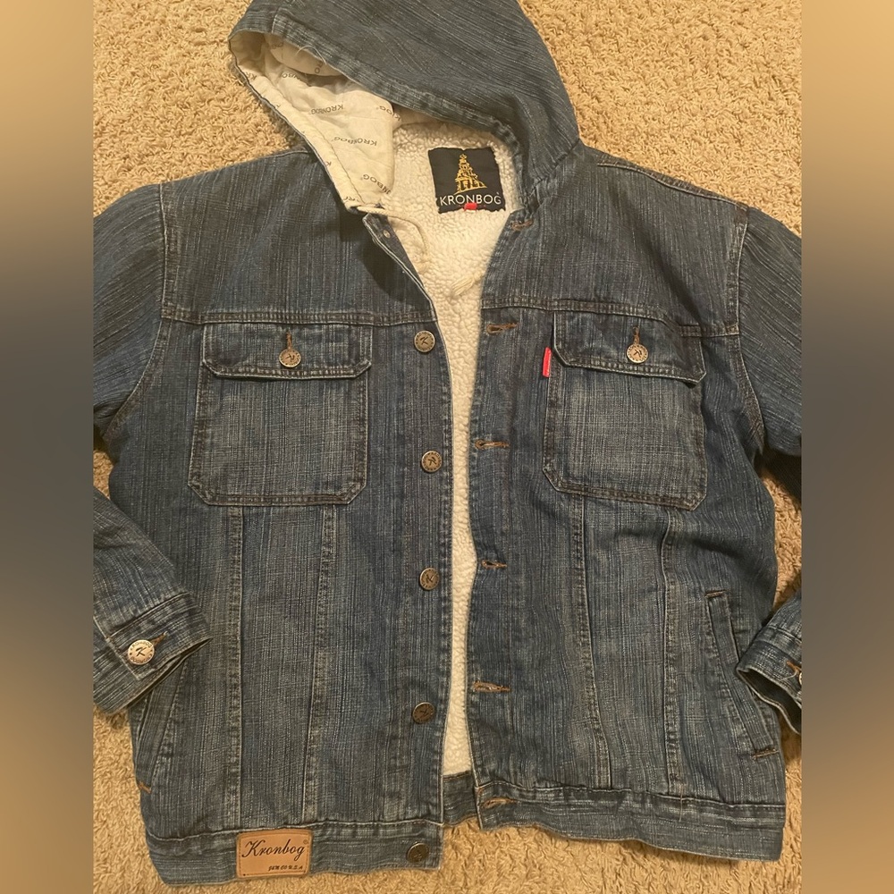 KRONBOG Men’s Jean jacket with Sherpa lined,hoodie.